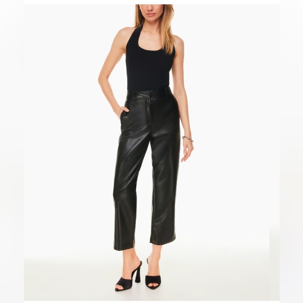 BABATON Command Cropped Pant Faux Leather Black‎ Size 6 High Rise Straight Leg